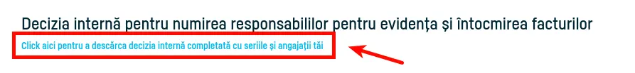 Decizia internă pentru seriile de facturi - pasul 3